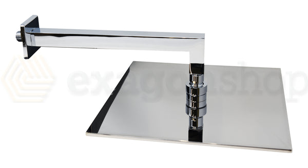 Soffione Doccia 30x30 Quadro con braccio 30 cm Acciaio Cromo Lucido