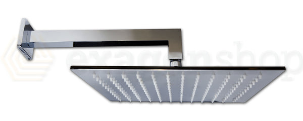 Soffione Doccia 30x30 Quadro con braccio 30 cm Acciaio Cromo Lucido