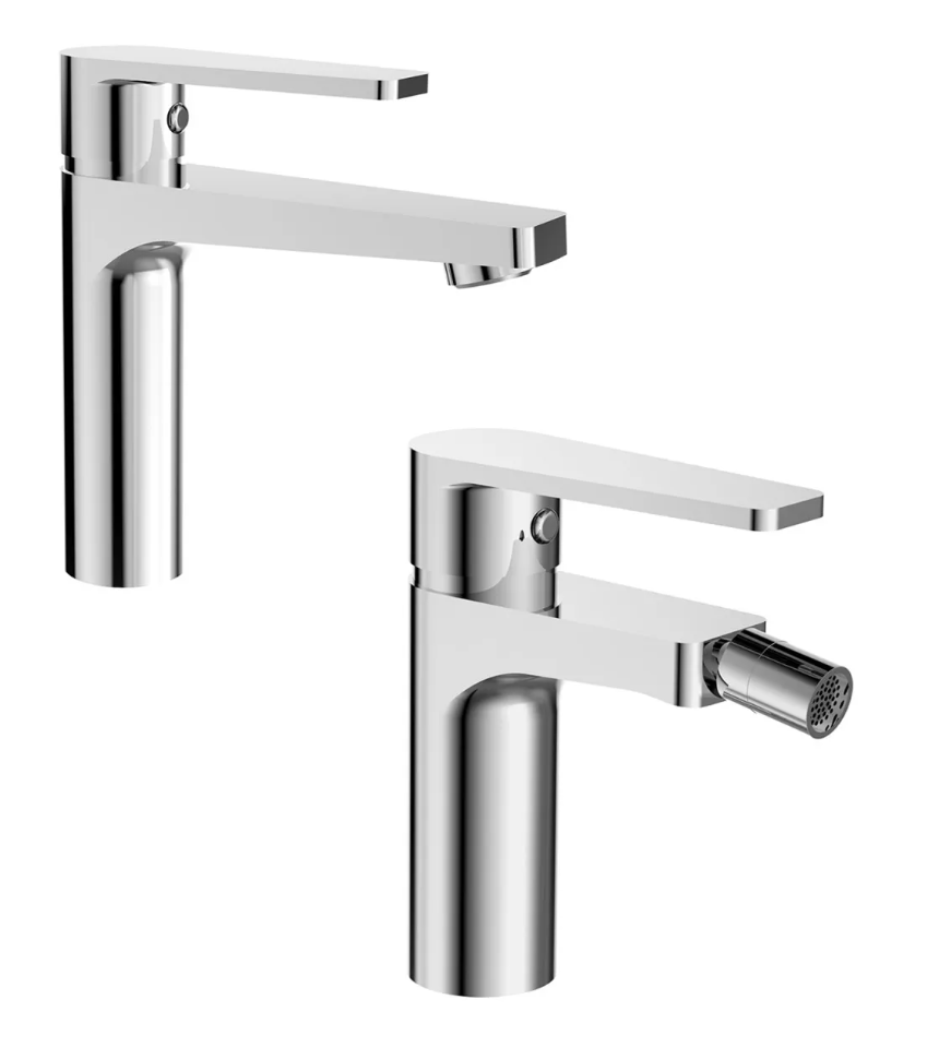 Bridge coppia miscelatori monocomando per lavabo e bidet cromo