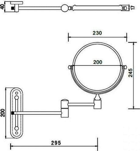 New Line Op1 Specchio Ingranditore 20 Cm Doppio A Parete In Ottone Cromo