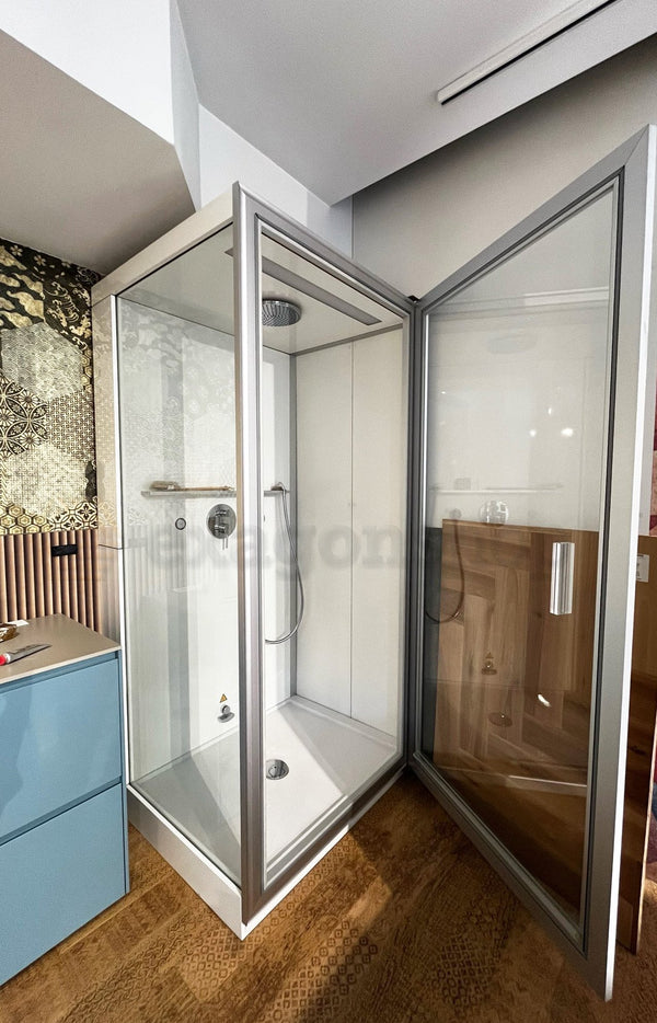 Cabina e Bagno Turco 100x100 Destro castagno scuro St Trop 730011530001000 Duravit