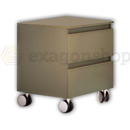 Cassettiera 41x44 multiuso a due cassetti con ruote Tortora Opaco Hop