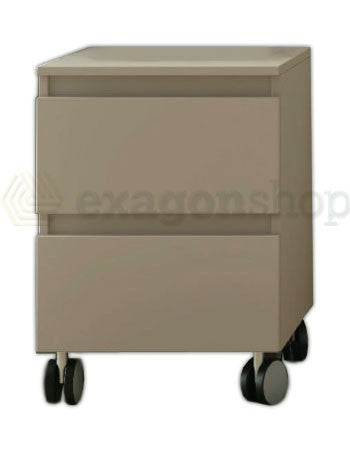 Cassettiera 41x44 multiuso a due cassetti con ruote Tortora Opaco Hop