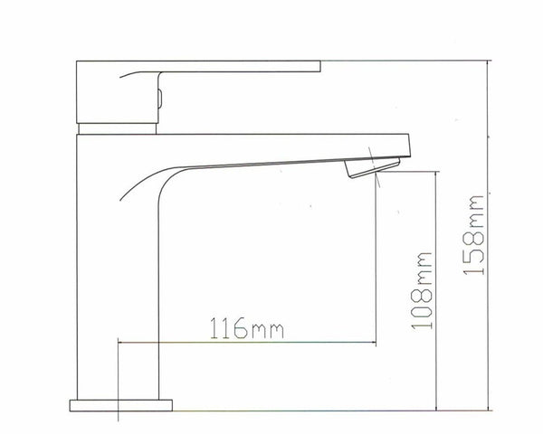 Miscelatore lavabo monocomando in ottone cromato Bridge Cromo, vista laterale del profilo e della forma - Exagonshop