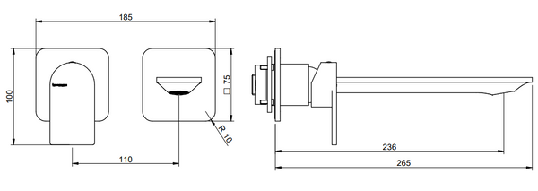 Treemme Ran RWIT22C9CC01 Miscelatore lavabo monocomando 236mm senza parte incasso cromo