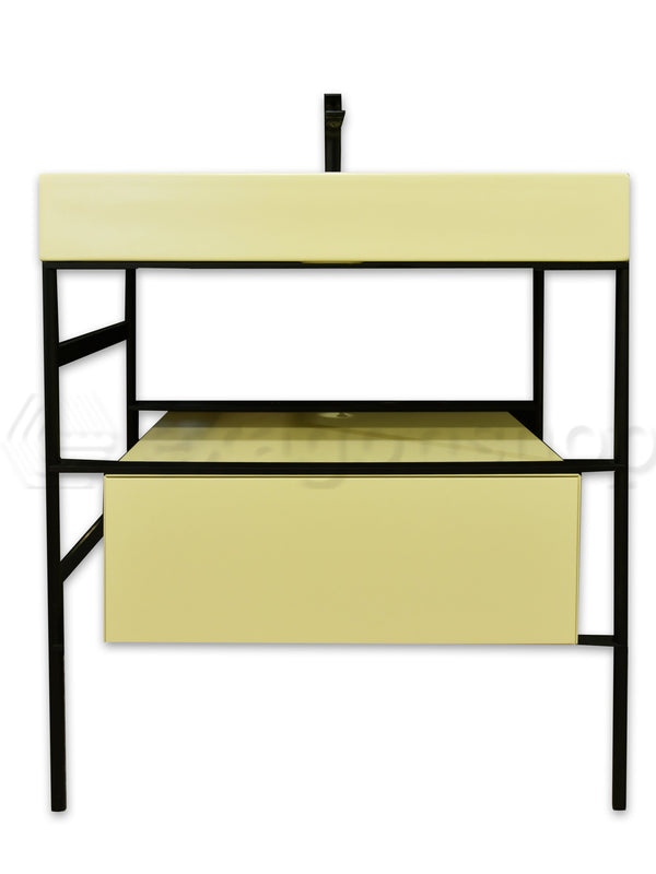 Ceramica globo stripe 80x47 Mobile bagno senape a pavimento con cassetto e lavabo