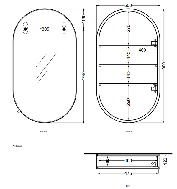 Cielo I Catini Oval Box Specchio 50x90 Contenitore Ovale Con Scocca Laccata In Legno Cemento