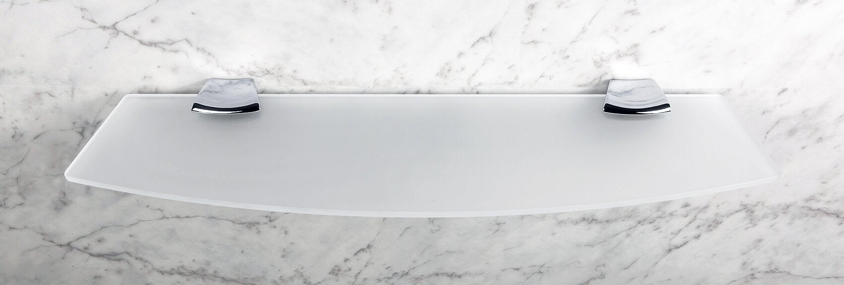 Colombo Land B2816 Mensola bagno 60 cm portaoggetti in Vetro Acidato Naturale supporti cromo
