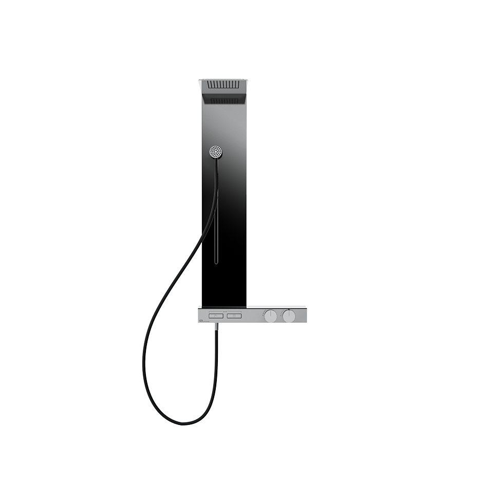 Colonna doccia con miscelatore termostatico 2 funzioni con comandi a pulsante soffione e doccetta anticalcare magnetica scorrevole cromo Hi FI 63043 Gessi