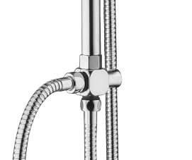 Colonna doccia con soffione 20x20 anticalcare saliscendi regolabile deviatore doccetta 3 jet flessibile 150 cm in acciaio cromo 872002 Platinum