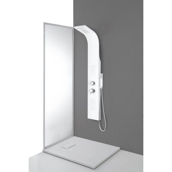 Colonna doccia in alluminio bianco con soffione getti laterali e doccetta Milano