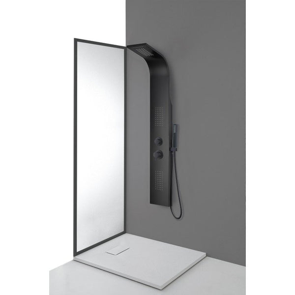 Colonna doccia in alluminio nero con soffione getti laterali e doccetta Milano