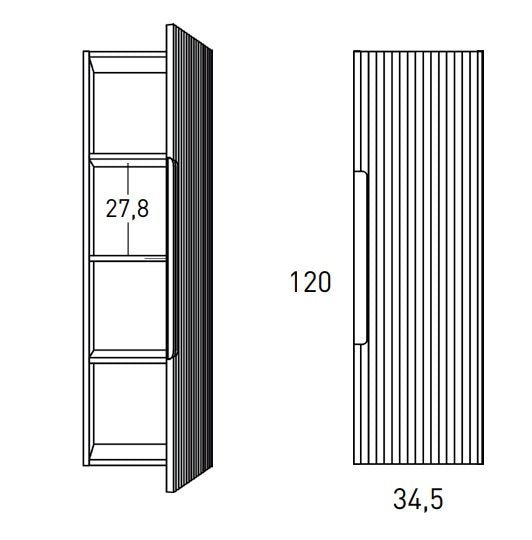 Colonna bagno 120x34 Mango noce effetto legno reversibile