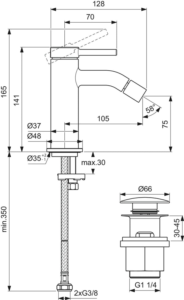 Ideal Standard Ceraline Nuovo Miscelatori lavabo Bidet scarico Click Clack Cromo BD759AA + BD849AA