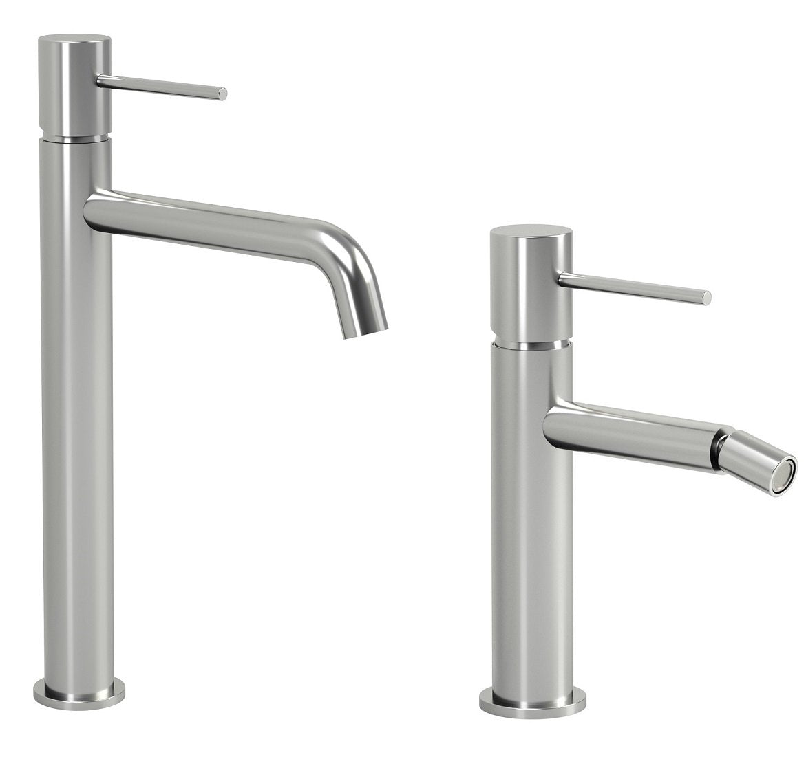 Coppia rubinetti lavabo alto e bidet in ottone cromo Hidden