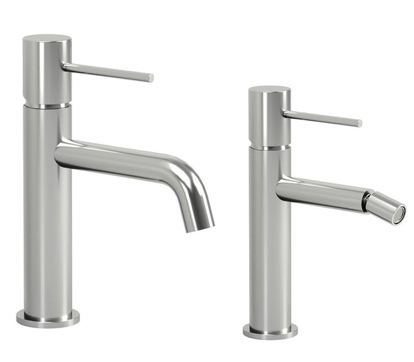 Coppia rubinetti lavabo e bidet in ottone cromo con flessibili Hidden