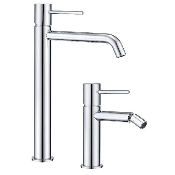 Coppia rubinetti lavabo alto e bidet senza scarico cromo Memo