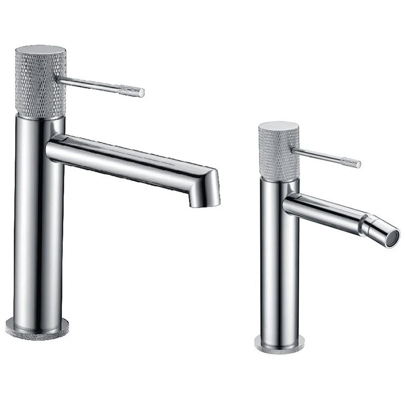 Coppia rubinetti miscelatore lavabo e bidet senza scarico in ottone cromo Melin