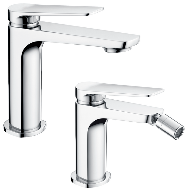 Coppia rubinetti miscelatore lavabo e bidet senza scarico cromo Momo