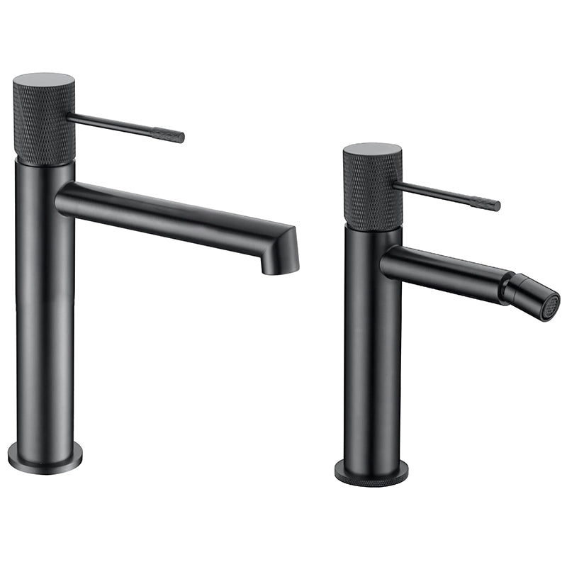 Coppia rubinetti lavabo e bidet senza scarico in ottone nero canna di fucile Melin