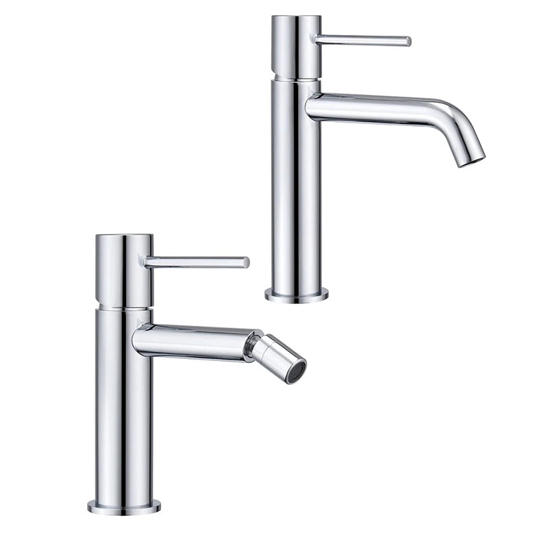 Coppia rubinetti per lavabo e bidet monocomando senza scarico in ottone cromato Memo