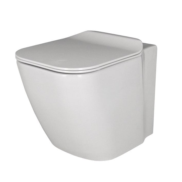 Coppia sanitari filo muro a pavimento bidet e vaso con sedile rallentato bianco lucido Porcelanosa Noken Essence C