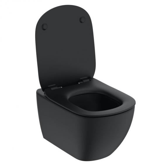 Ideal Standard Tesi coppia sanitari sospesi Vaso Acquablade e bidet sospeso e Sedile Slim Rallentato Nero opaco