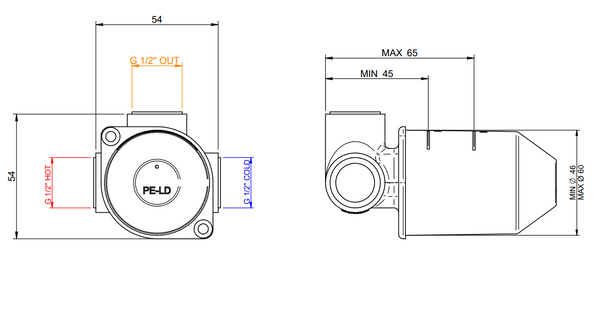 Corpo ad incasso per miscelatore lavabo doccia monocomando in ottone RWIT5459CC70 Treemme