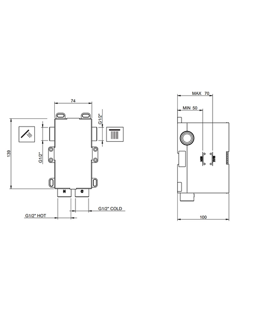 Treemme Corpo incasso vasca doccia deviatore pulsante RWIT51B1ZZ03