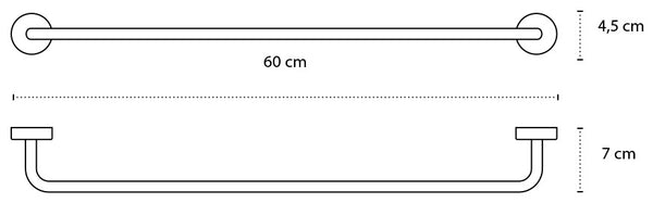 New Line N3 Portasciugamani 60 cm tondo Singolo In Acciaio Inox Cromato