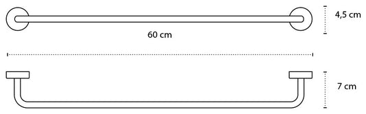 Portasciugamani 60 cm In Acciaio Inox Cromato New Line N3 Cromo Lucido, vista laterale del profilo a muro - Exagonshop