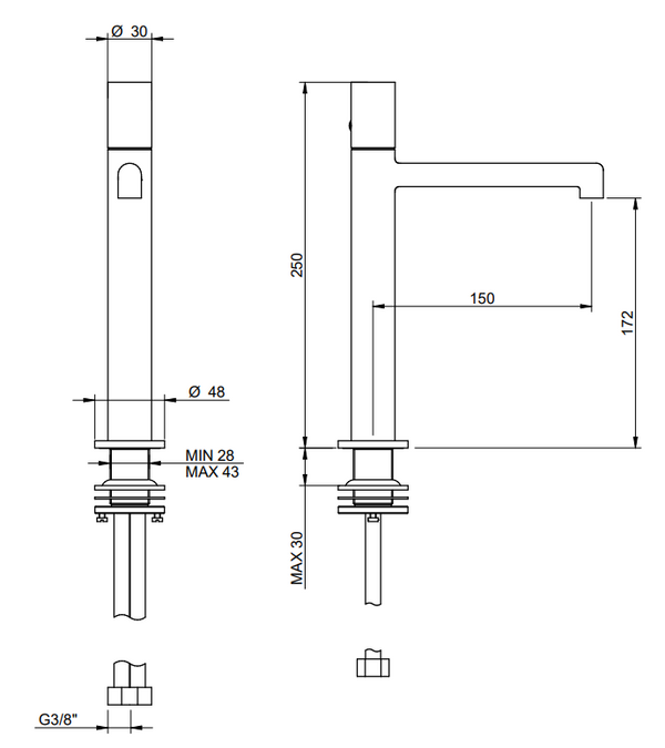Treemme T30 miscelatore monocomando lavabo 172mm cromo IT5B27CCZTZZ