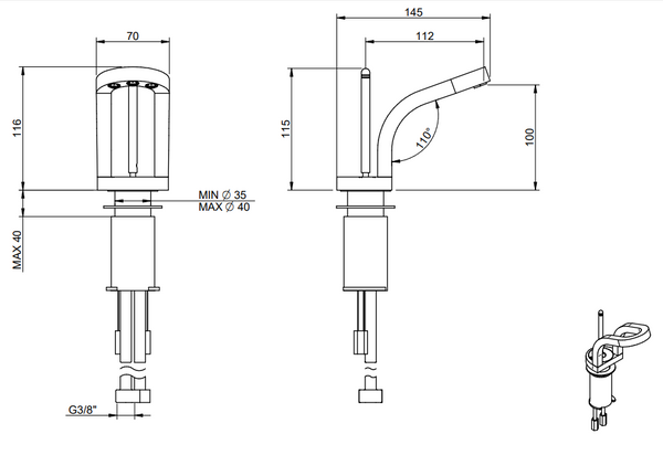 Treemme Philo IT7022CCPDZZ miscelatore monocomando bidet di Cromo Lucido, componenti inclusi smontati: corpo incasso...