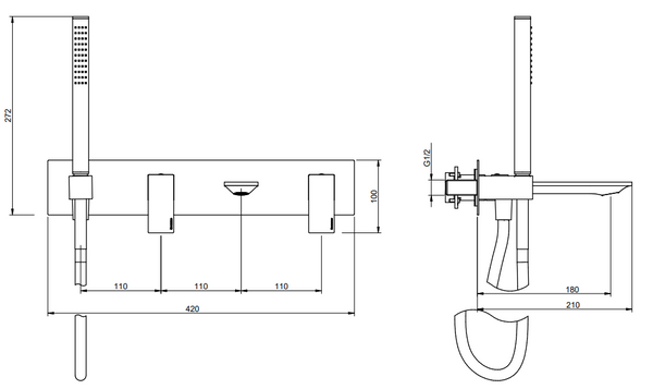 Treemme Q30 RWIT4BD7CC01 miscelatore monocomando vasca senza parte incasso cromo