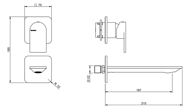 Treemme Ran Miscelatore lavabo senza parte incasso cromo RWIT22D2CC01