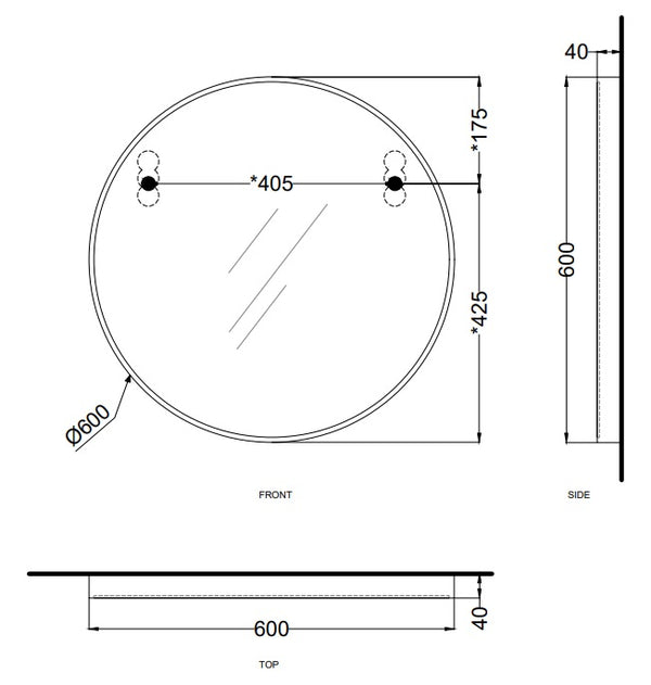 Cielo I Catini Round Specchio 60 cm tondo Con Scocca Laccata In Legno cemento
