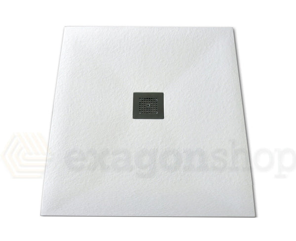 Desio Piatto Doccia 80x80 effetto pietra antibatterico in Solidstone Bianco