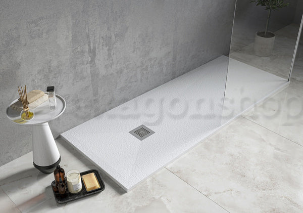 Desio Piatto Doccia 80x180 effetto pietra antibatterico in Solidstone Bianco