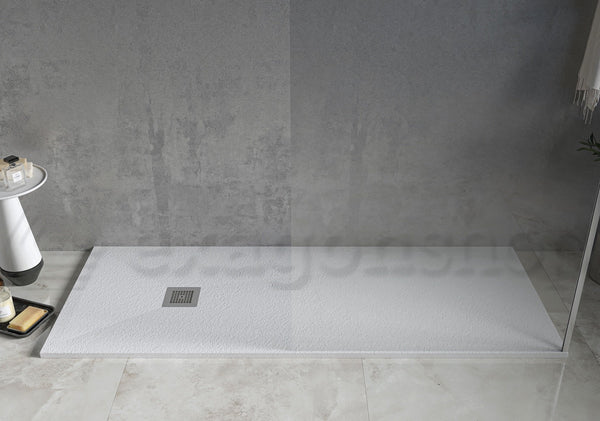 Desio Piatto Doccia 70x110 effetto pietra antibatterico in Solidstone Bianco