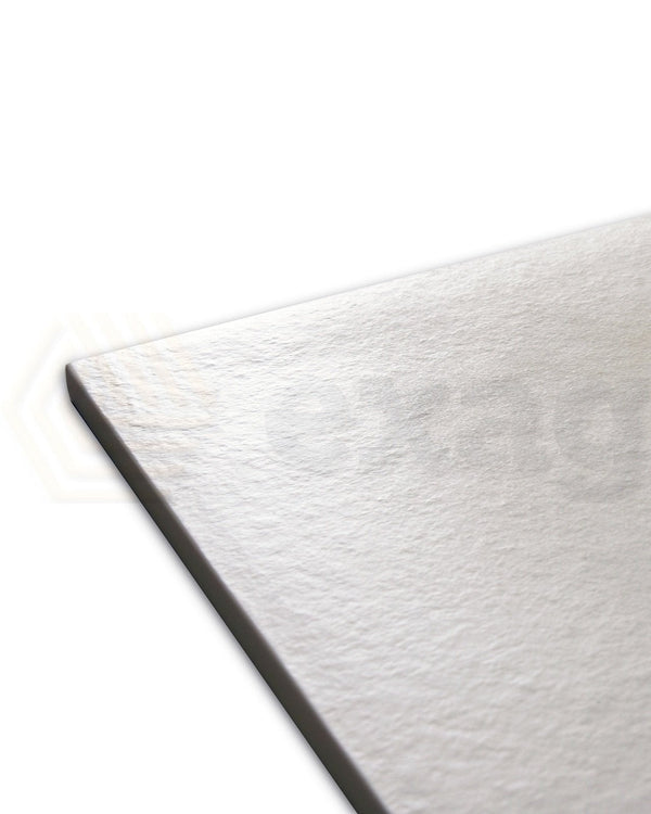 Piatto Doccia 80x80 Desio effetto pietra in Mineralmarmo visto dall'alto con superficie e piletta di scarico - Exagonshop