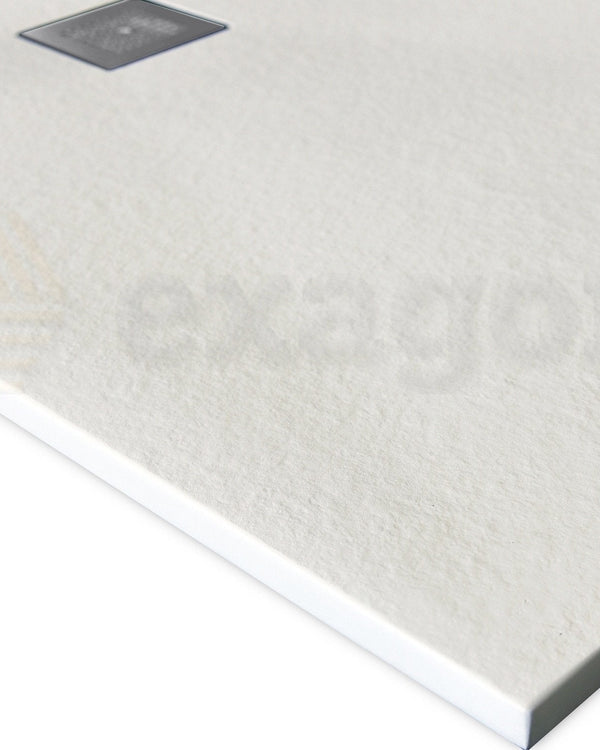 Piatto Doccia 70x110 Desio effetto pietra in Mineralmarmo visto dall'alto con superficie e piletta di scarico - Exagonshop