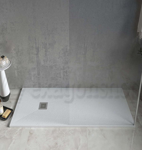 Desio Piatto Doccia 80x180 effetto pietra antibatterico in Solidstone Bianco