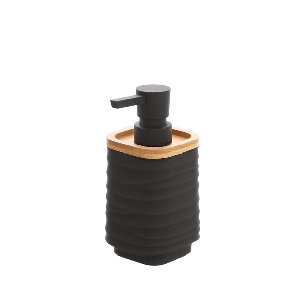 Dispenser sapone in plastica ABS e bamboo nero Alabama