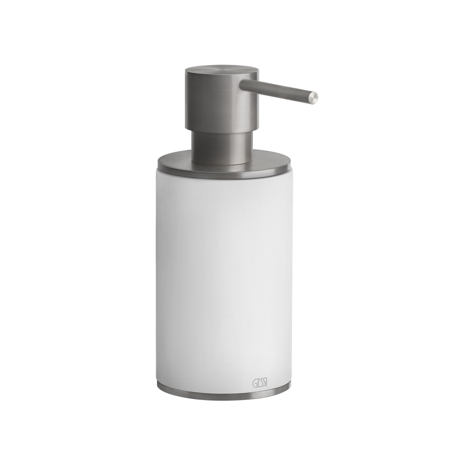 Dispenser sapone liquido da appoggio bianco steel brushed 54737 gessi
