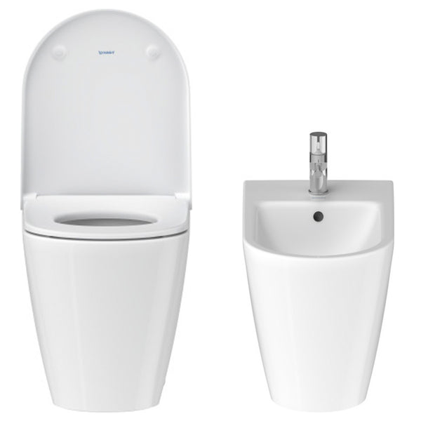 Duravit d-neo coppia sanitari vaso rimless e bidet a pavimento con sedile a chiusura rallentata bianco