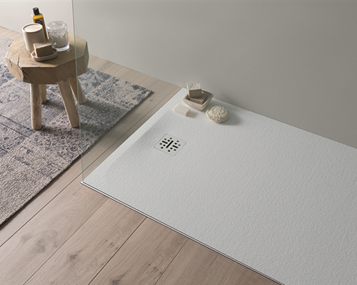 Globo Docciapietra Piatto doccia 100x70 in mineralsolid bianco