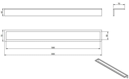 Treemme 5mm portasciugmani 60 cm a muro satinato Acciaio, dettaglio ravvicinato del materiale e dell'aggancio...