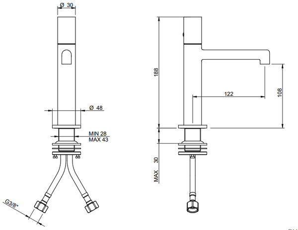 Treemme T30 IT5B11CCZTZZ miscelatore monocomando lavabo 108mm cromo