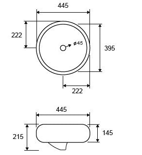 Ciotola 44,5 Cm Da Appoggio In Porcellana Bianca New Line 00 Bianco, vista laterale del profilo e della forma - Exagonshop