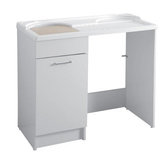 Colavene Duo mobile lavatoio 106x60 coprilavatrice con vasca sinistra e cesto portabiancheria bianco lucido